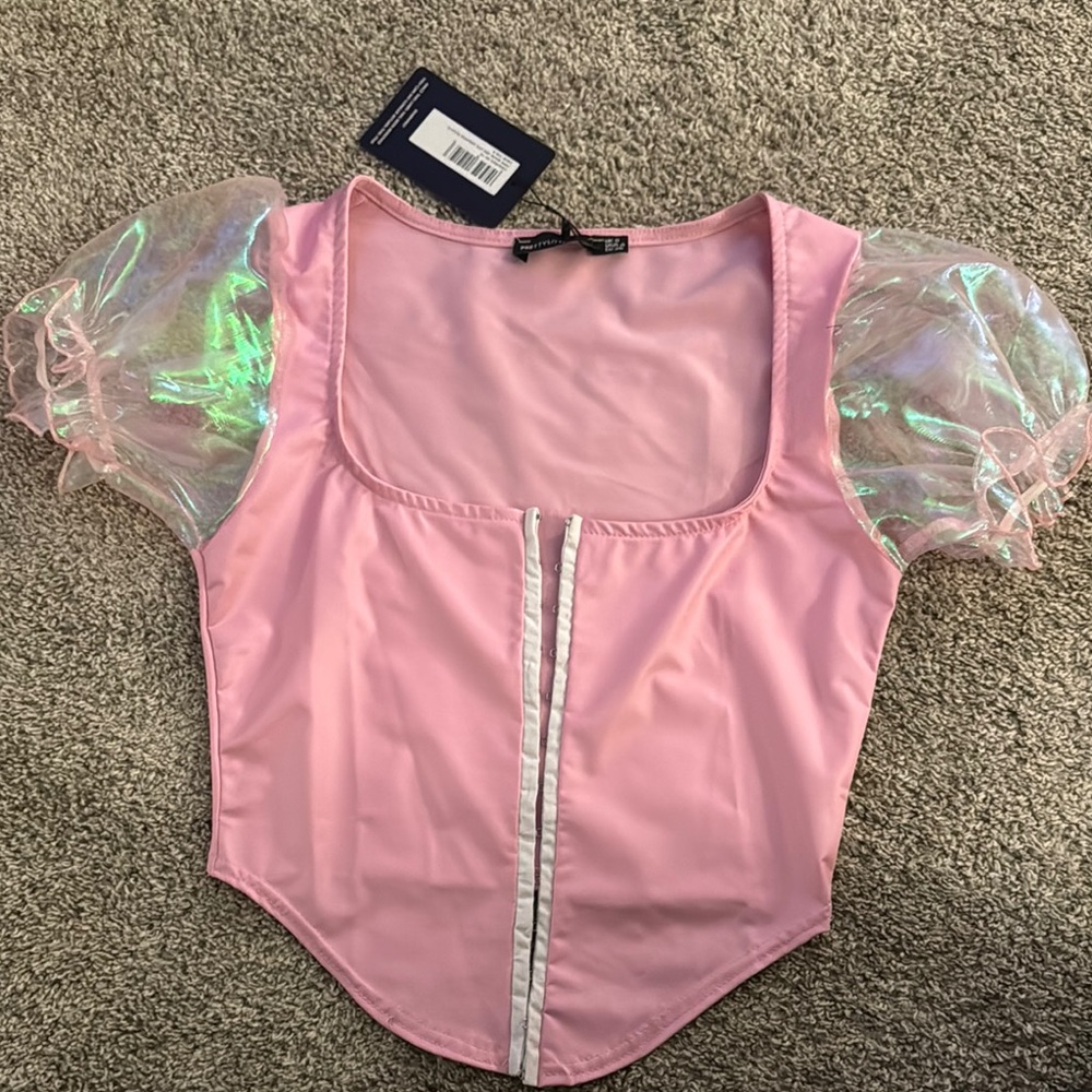 PrettyLittleThing Pink Ruffled Bustier Bodysuit - Picture 2 of 3